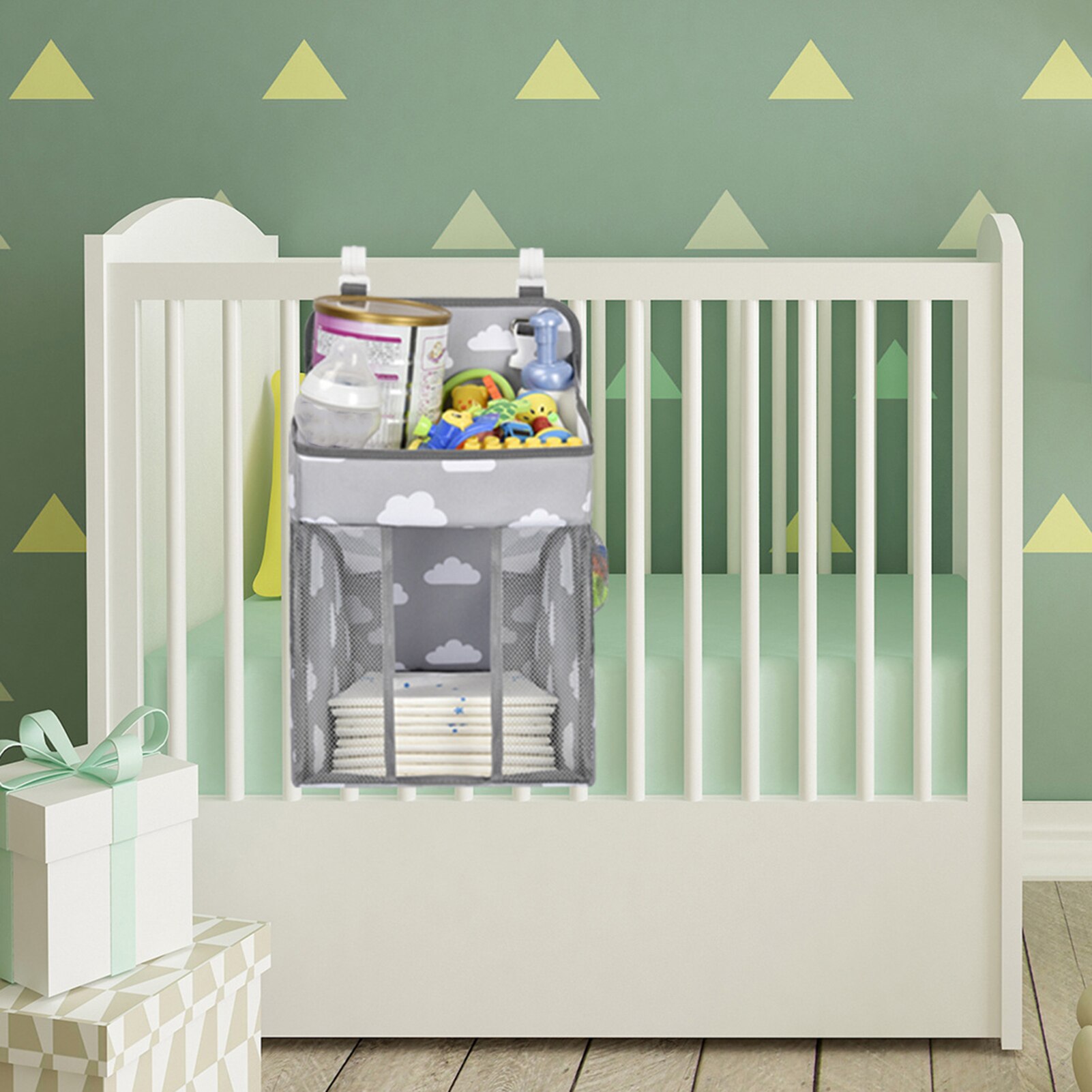Baby Multifunktionale Hängende Lagerung Tasche mit der Großen Kapazität Nacht Organizer Kleinkind Baby Wesentliche Bettwäsche einstellen Lagerung Tasche