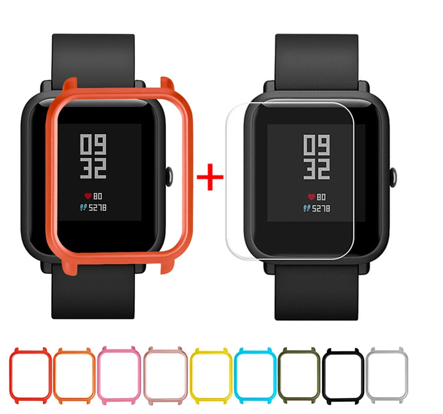 Protector Case Cover Shell + Screen Protector For Xiaomi / Huami Amazfit Bip Youth Watch Slim Colorful Frame Case Cover #25