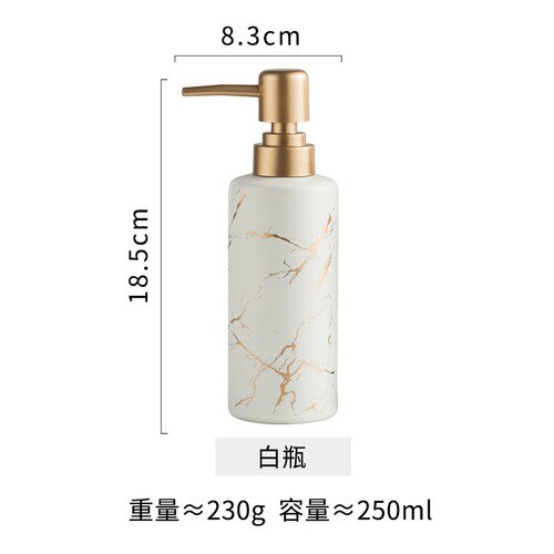 Imiteret marmor keramik badeværelsesartikler sæbedispenser lotionflaske moderne husholdnings keramiske flaske badeværelsestilbehør: A - hvid
