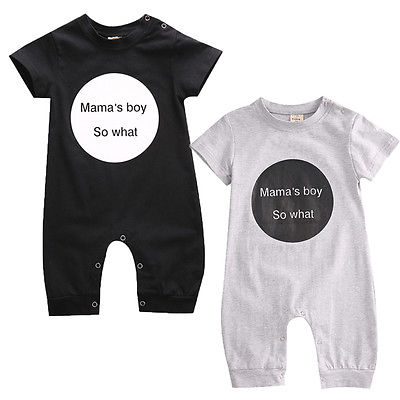 Neugeborene Jungen Mutter knapp Gedruckt Schwarz/Grau Strampler Gesamt Gesamt Outfits Kleidung 0-18M