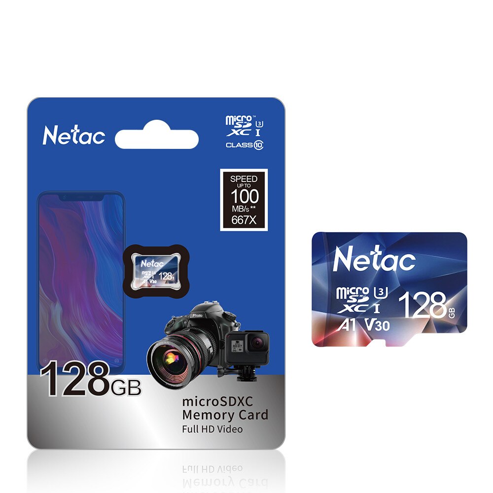 Netac Micro Sd 256Gb 128Gb 512Gb Sd-kaart Geheugenkaart Class10 Sd Geheugen 100 Mb/s Sdxc Microsd sd/Tf Flash Card Microsd Voor Telefoon