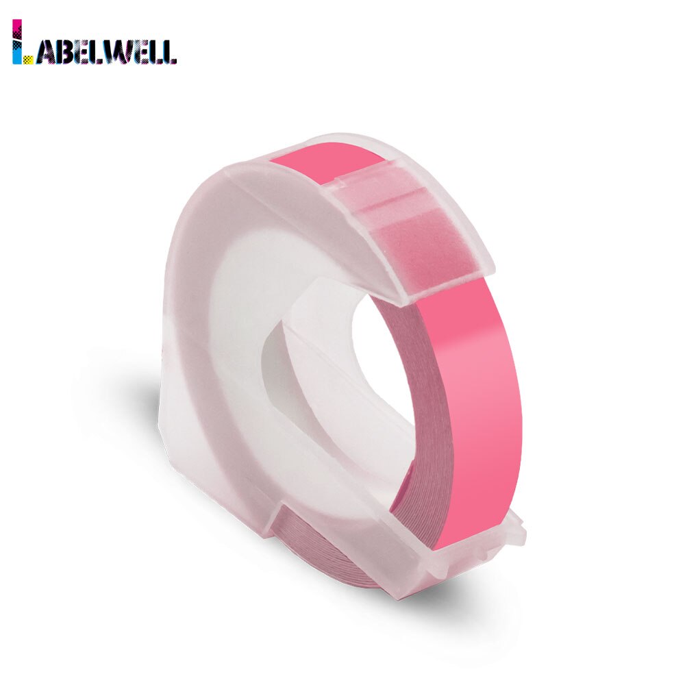 Labelwell 1 st 9mm rosa pvc-etikett för 3d präglingstejp kompatibel för dymo motex e -101, e -202 ,1540,1610 etikettmaskinsband