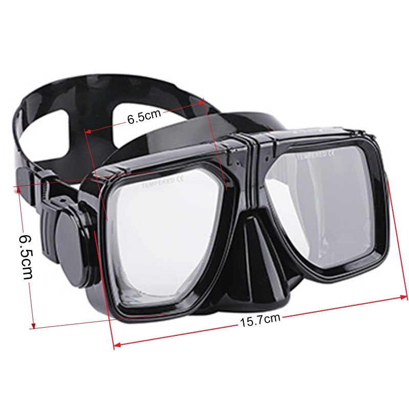 Duiken Masker Zwart Onderwater Duikbril Freediving Goggles Gehard Bril Antifog Met Verstelbare Riem