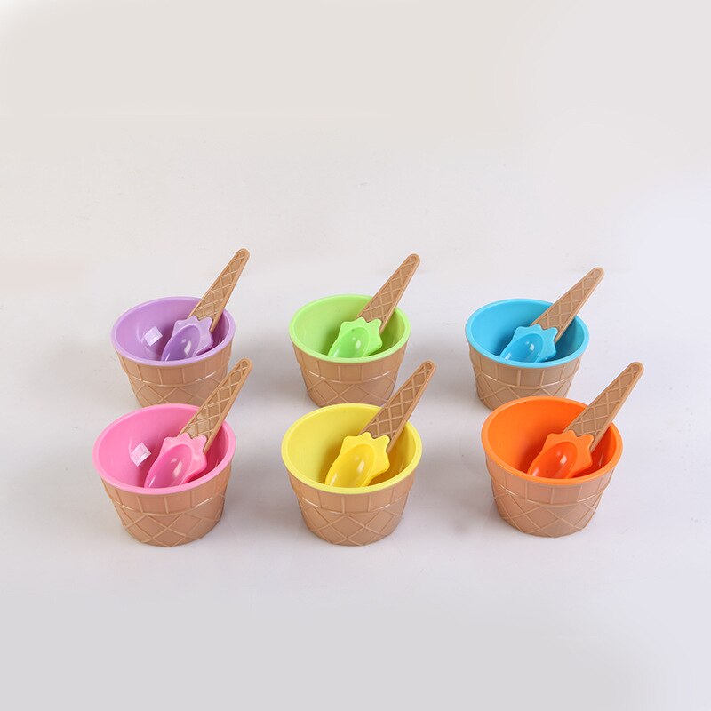 1 Set Ice Cream Bowl Spoon Clear/Fluffy Slime Box Popular Kids Food Play Toys for Children Charms Lizun Clay DIY Kit Accessories