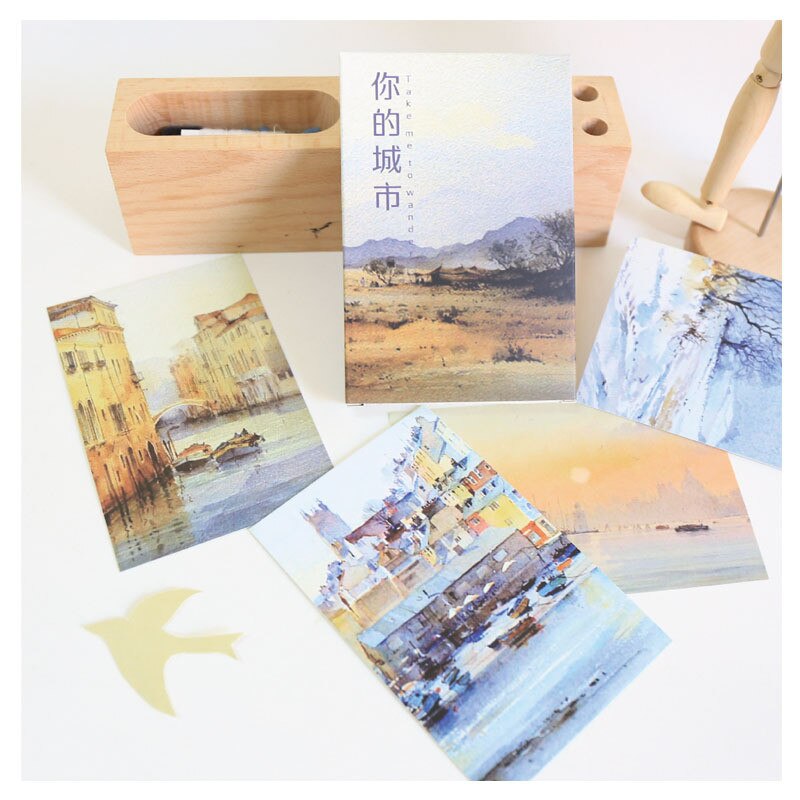 30 Pcs/set Beautiful City Scenery Postcard Vintage Style Postcard Set Greeting Cards Letter Paper Card Years Postcards