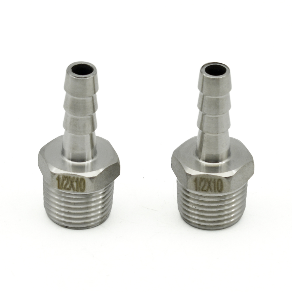 1/8 " 1/4 " 3/8 " 1/2 " 3/4 " rustfrit stål 304 bsp udvendig gevind x modhage slangestuds reduktion pagode samling koblingsforbindelse