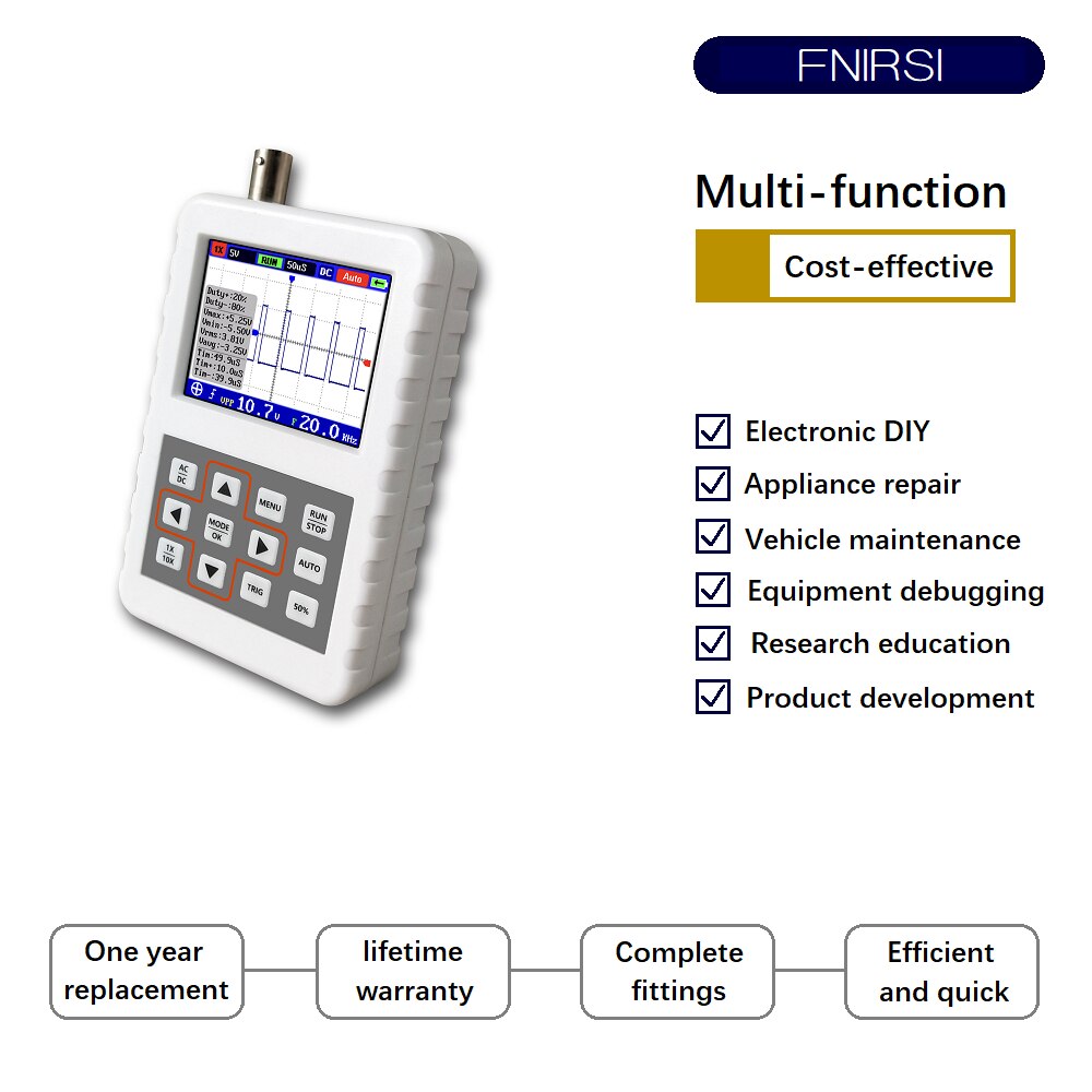 DSO FNIRSI PRO-mini osciloscopio digital portátil, 5M de ancho de banda, 20MSps de frecuencia de muestreo