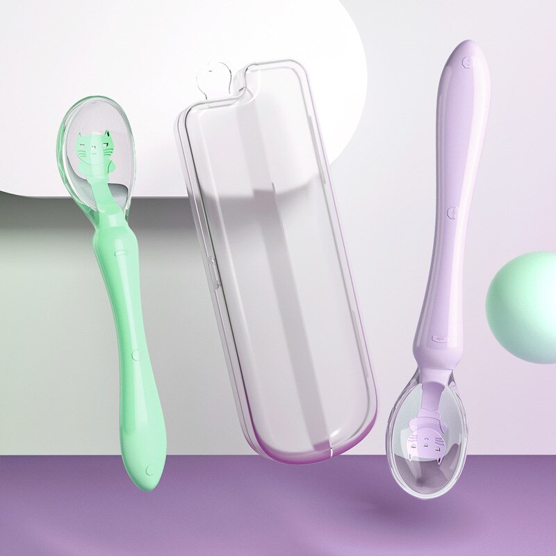 2 Packs Food Grade Silicone Baby Feeding Spoons Babies Infants Toddlers Self Feeding Training Spoons Baby Utensils