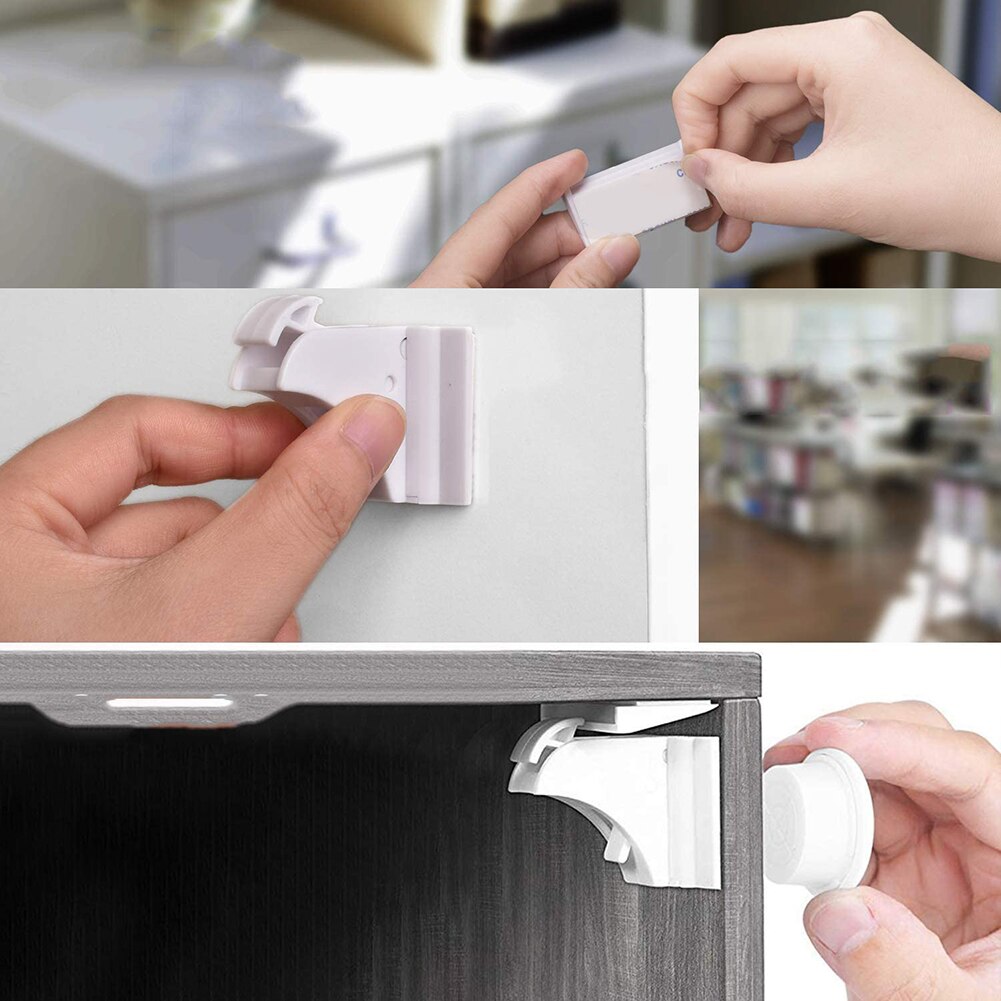 10 ensembles magnétique enfant serrure bébé sécurité armoire tiroir porte serrure enfants Protection Invisible serrure enfants sécurité