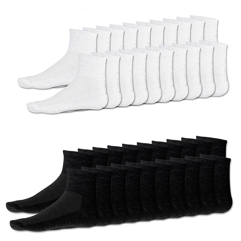 20 Pairs Men's Cotton Rich Sport Socks - Knee-High Work & Athletic Socks - Size 6-10