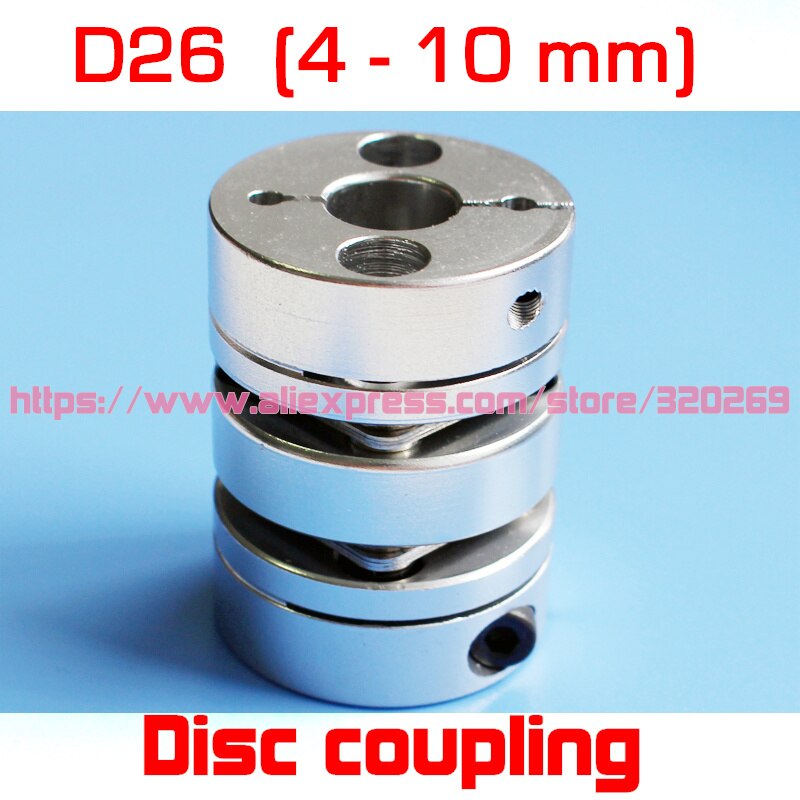 2PCS Servo Motor Shaft Coupling 5, 6, 6.35, 8 10Mm Aluminum Double Disc Coupler Disk D26 L35
