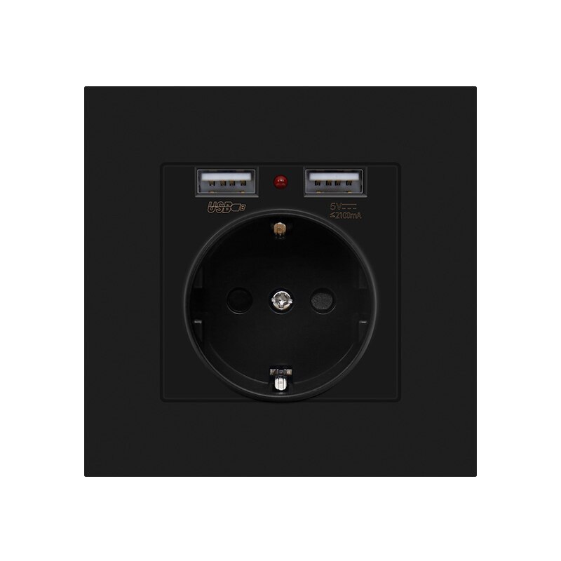 Bcsongben Wall USB Power Socket, AC 110V-250V 16A For Home, PC Panel 86mm*86mm Dual USB EU Standard Wall Socket