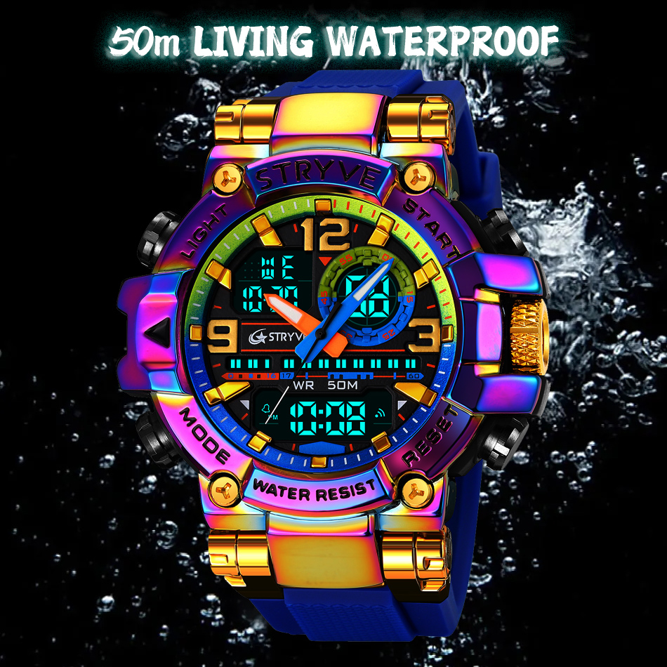 STRYVE Men's Watches Electronic Watches for Man Top Brand STRYVE 8025 Outdoor Sports Timepiece with Calendar Chronograph