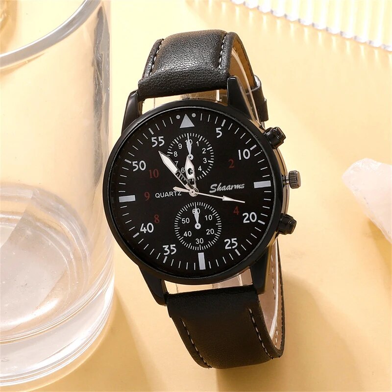 5 Stück einstellen Herren Sport uhren Mann Geschäft Quarz Armbanduhr Luxus Leder Armbinde Männer lässig Uhr Uhr