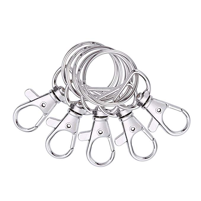 100 Pcs Metal Swivel Lanyards Snap Haken Kreeft Sluitingen met Sleutelring Sleutelhanger Ring Paracord Lanyard voor Sieraden Bevindingen