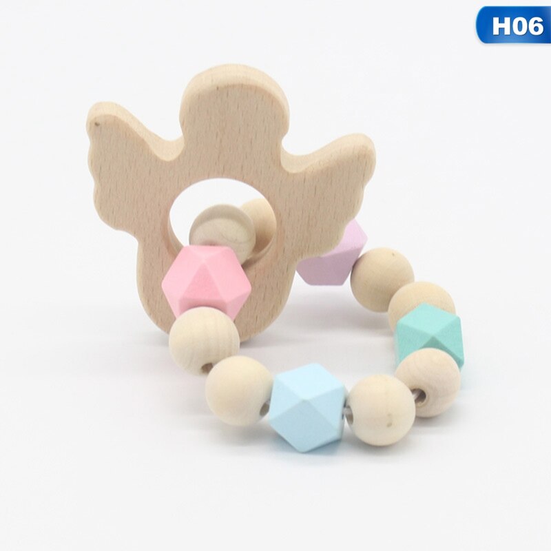 Baby Bijtring Armband Molaire Stok Beuken Houten Speelgoed Baby Armband Speelgoed Baby Care Armband Hand Lijm Zorg Geschenkdoos: HO6