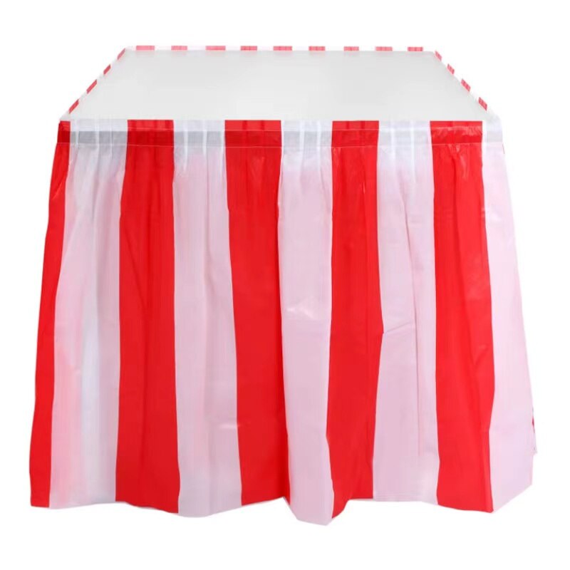 Solid Color Disposable Plastic Table Skirt Baby Shower Birthday Party Outdoor Wedding Party Table Skirt Table Decoration: stripes