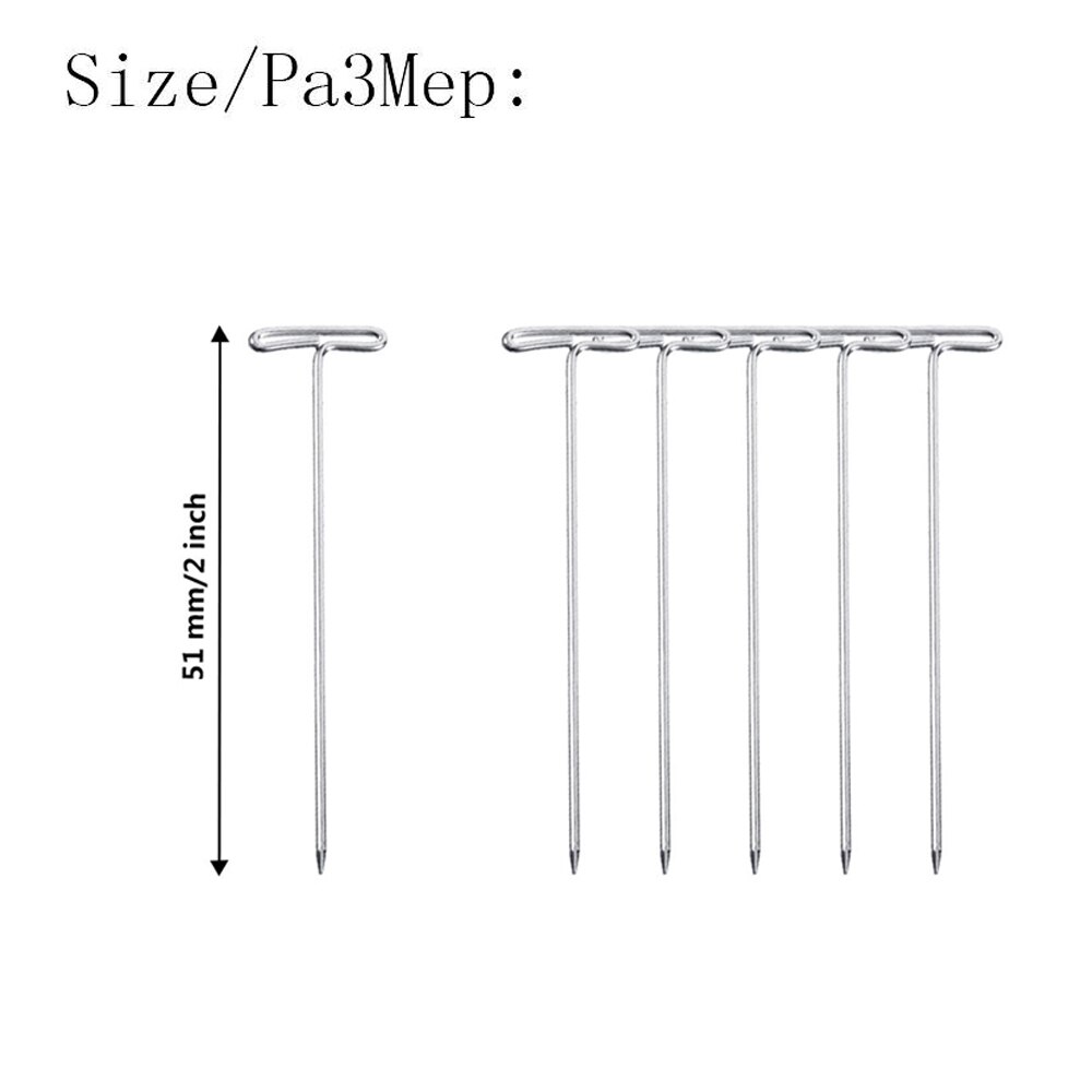 100pcs 51mm Stainless Steel T Pins Stitch Patchwork Head Straight Pins Dressmaking Pins Quilt Applique Sewing Accessories