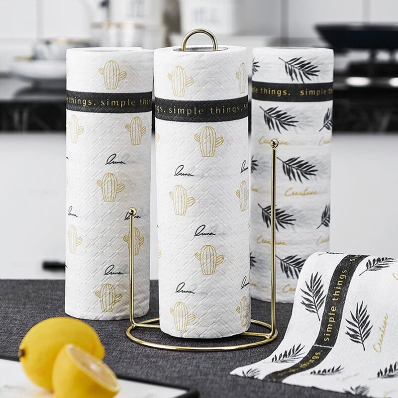 Servilleta de 2 rollos de tela no tejida desechable para paño de cocina, servilletas de mesa de papel