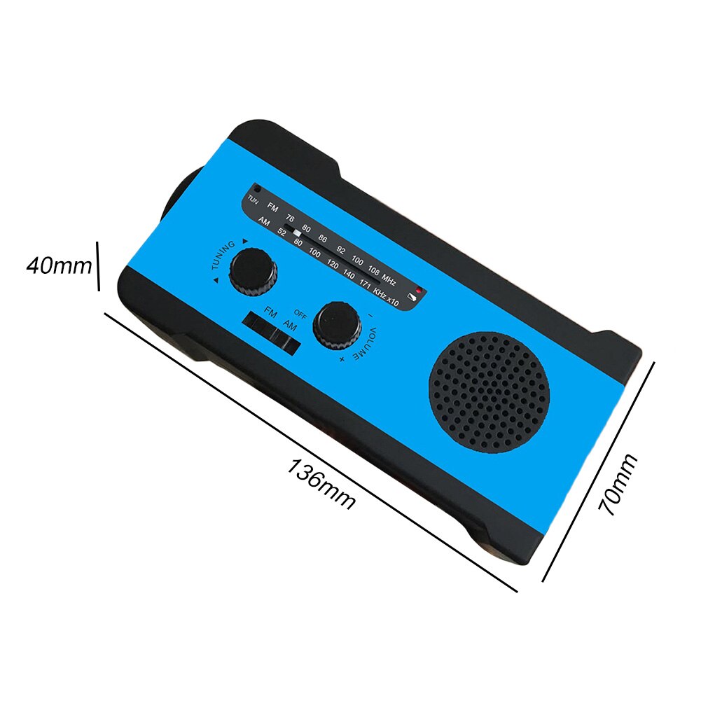 Multifunctional Hand radio Solar Crank Dynamo Powered AM/FM/NOAA Weather Radio Use Emergency LED Flashlight and Power Bank: D 03
