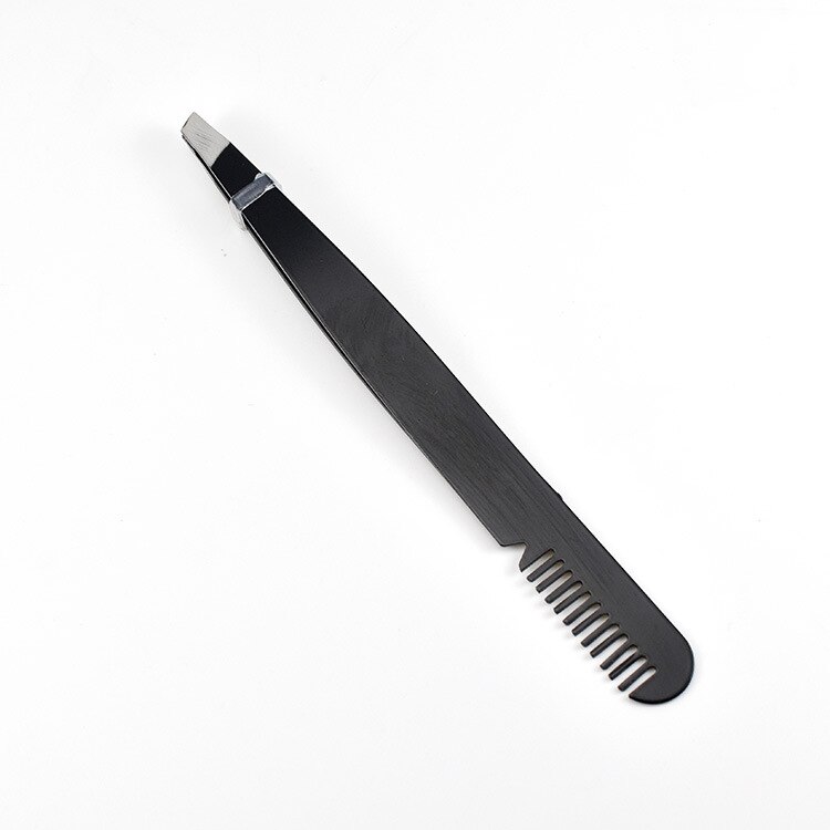 Pinça de sobrancelha em aço inoxidável pc, removedor de sobrancelhas, pente para extensão de cílios, sobrancelha, utensílios de maquiagem marrom para beleza 2020: Black