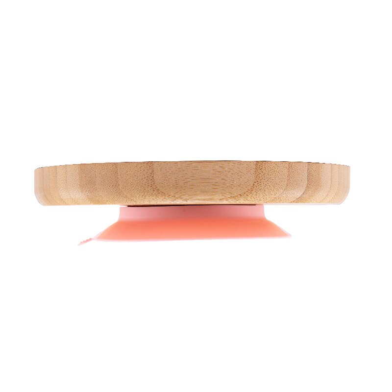 1Pc Zuig Kom Bamboe Siliconen Zuignap Baby Plaat Voeden Bamboe Kinderen Servies Gerechten Bpa Gratis Siliconen Voerbak: pink