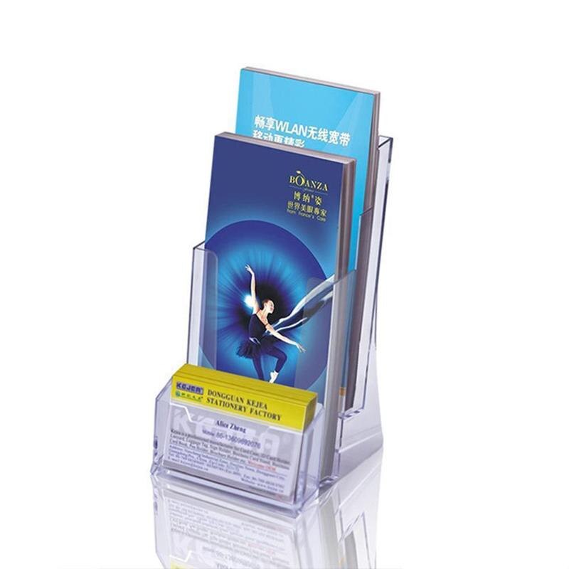 Tarjetero acrílico transparente de 3 rejillas para hombre y mujer, soporte para tarjetas de presentación, folleto de oficina y de crédito, O8Z1