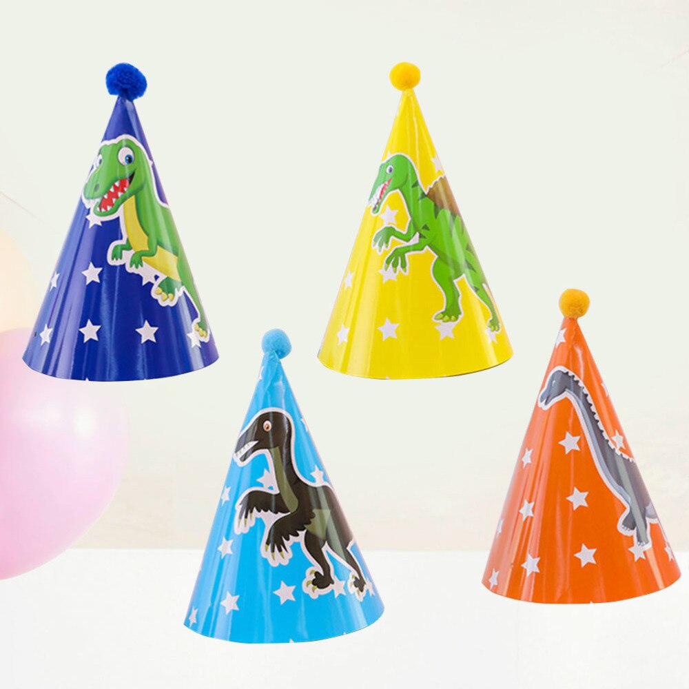 4pcs Theme Birthday Party Paper Cone Birthday Party Hat Decoration Birthday Paper Cone Party Supplies (Random style)