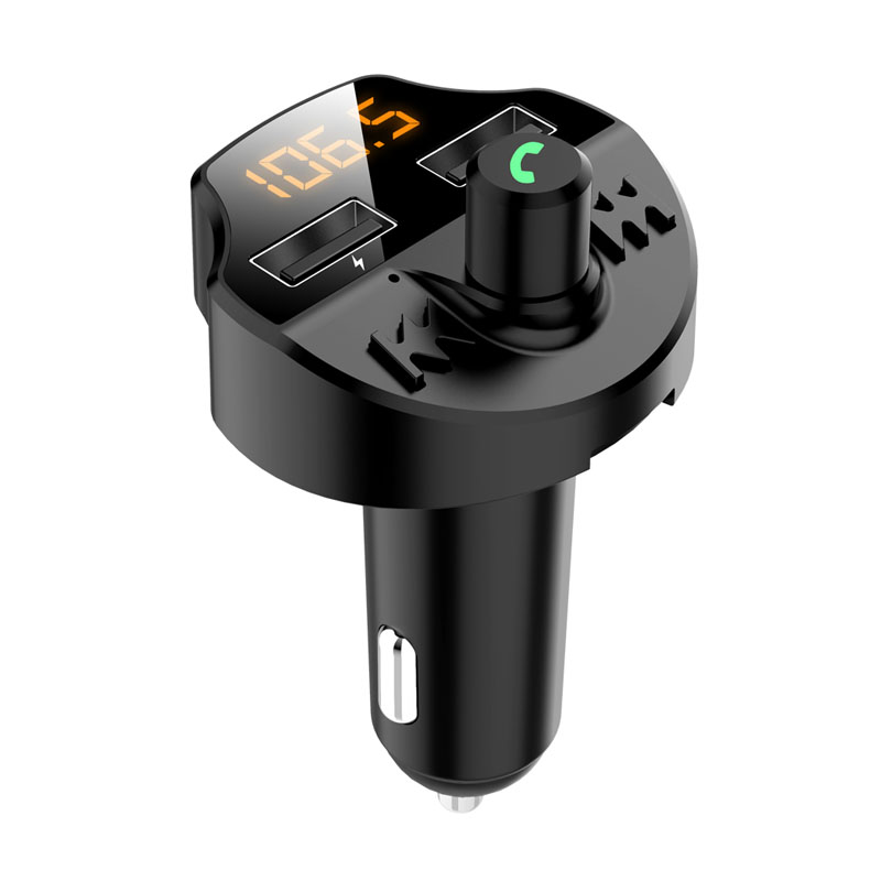 JaJaBor Bluetooth 5.0 Car Kit Handsfree FM Transmitter FM Modulator Hands Free Music Playing Dual USB Car Charger