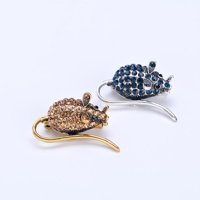 Strass Muis Broche Retro Badge Rugzak Jas Decor Ornamenten Rhinestone Animal Broche Pins