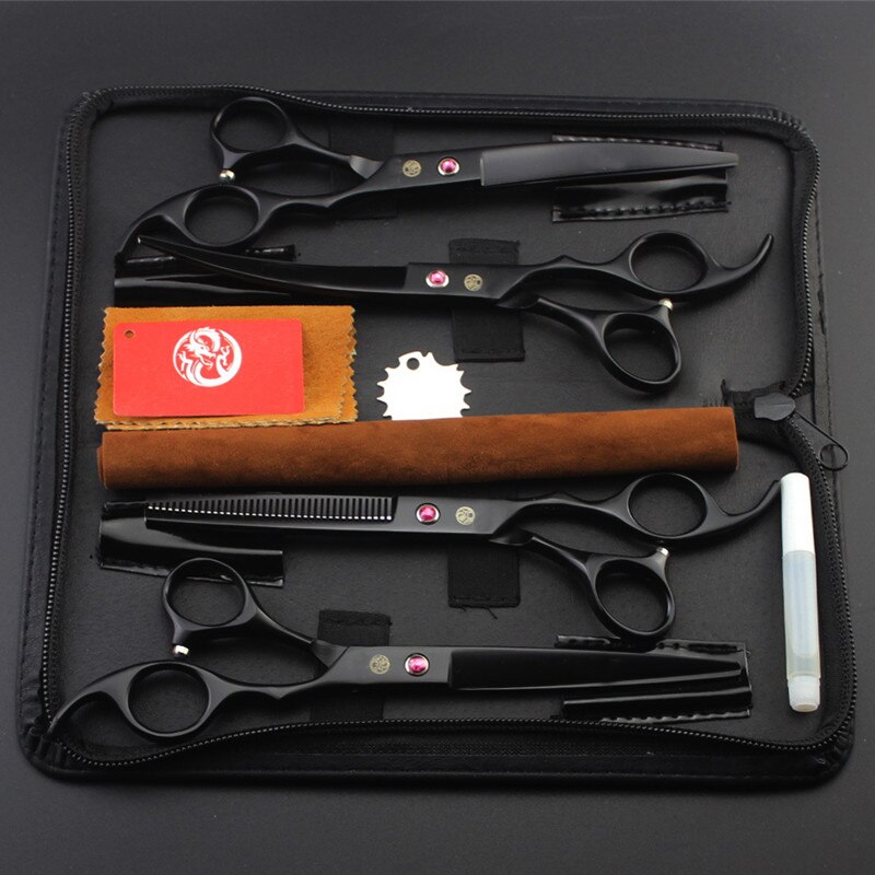 7inch Pet Dog Grooming Scissors Straight Thinning Curved Shears Pet Haircut Tools