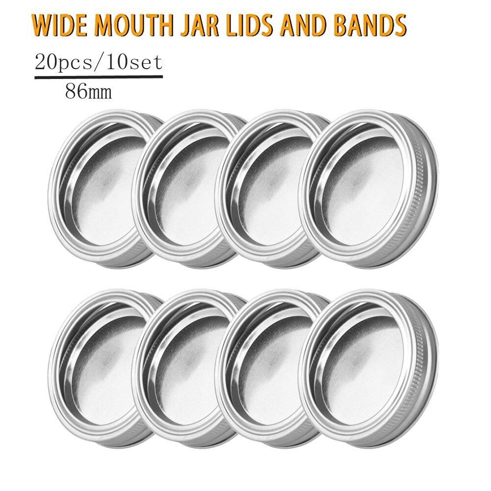 70/86mm Mason Jar Lids with Discs Wide Mouth Canning Mug Glass Lid Stainless Steel Top Covers Rust Resistant Screw Bands Rings: B1