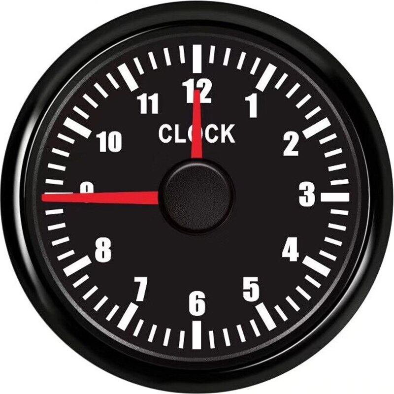 12 godzin czerwona wskazówka typ zegar miernik 52mm samochodów łódź mierniki zegarowe Hourmeters i czerwone podświetlenie: czarny
