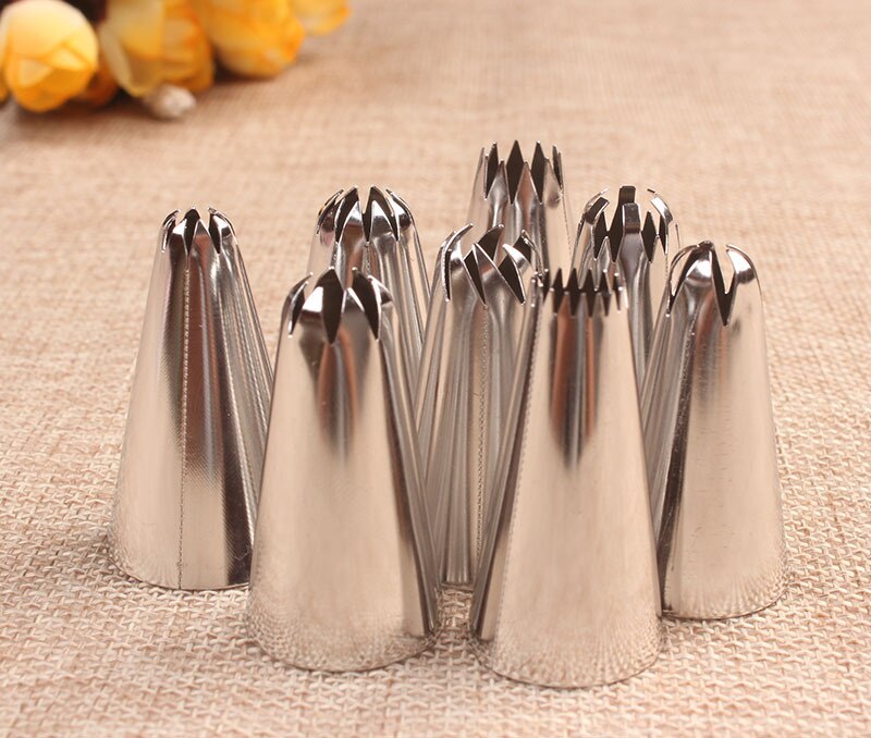 8Pcs Big Size Russische Pastry Icing Piping Nozzles Rvs Decorating Tip Cake Cupcake Decorateur Rose Accessoires Keuken