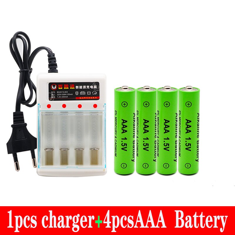 3000Mah 1.5V Aaa Alkaline Batterij Aaa Oplaadbare Batterij Voor Afstandsbediening Speelgoed Batery Rookmelder Met lader: Rood