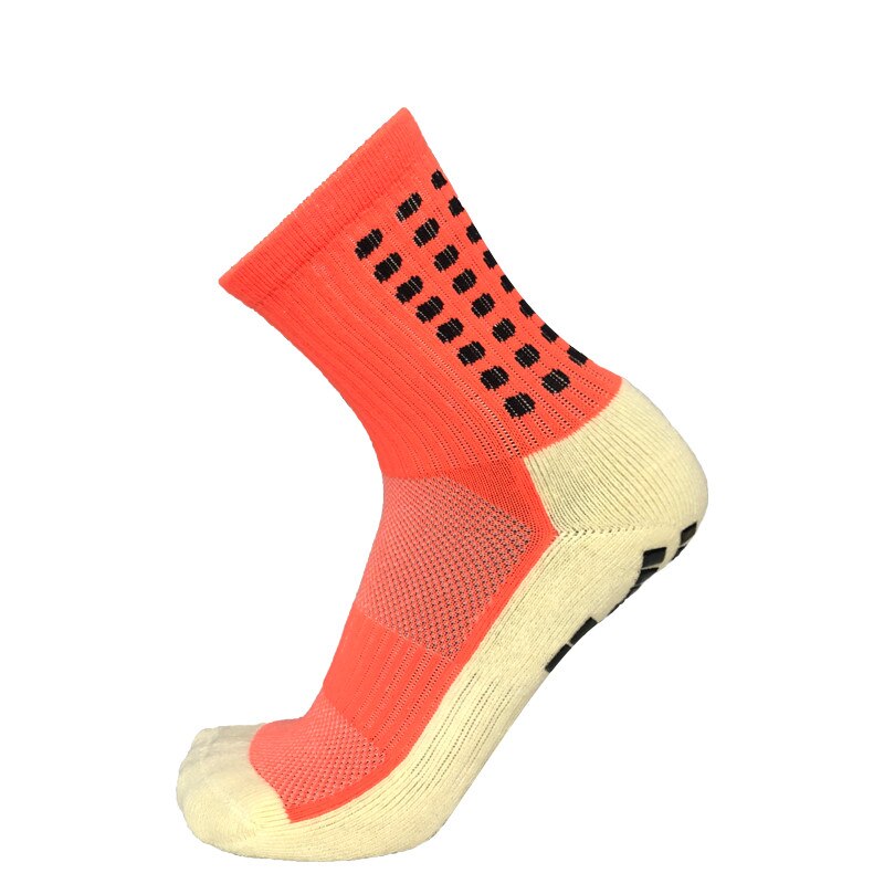 Anti-slip Plantar Rubber Block Soccer Socks Men Outdoor Sport Football Socks for women: Orange