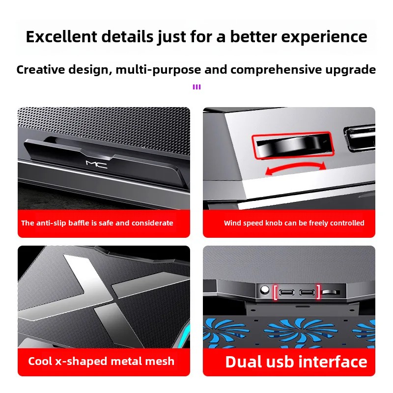 Foldable Notebook Cooler Stand Desktop Cooling Gaming Laptop Universal Size Heat Dispersion Bracket Office Computer Equipment
