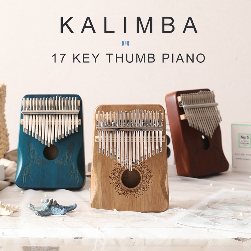 17 teclas Piano de pulgar Kalimba de de madera de caoba cuerpo instrumentos musicales con libro de Aprendizaje Ajuste martillo Kalimba Piano