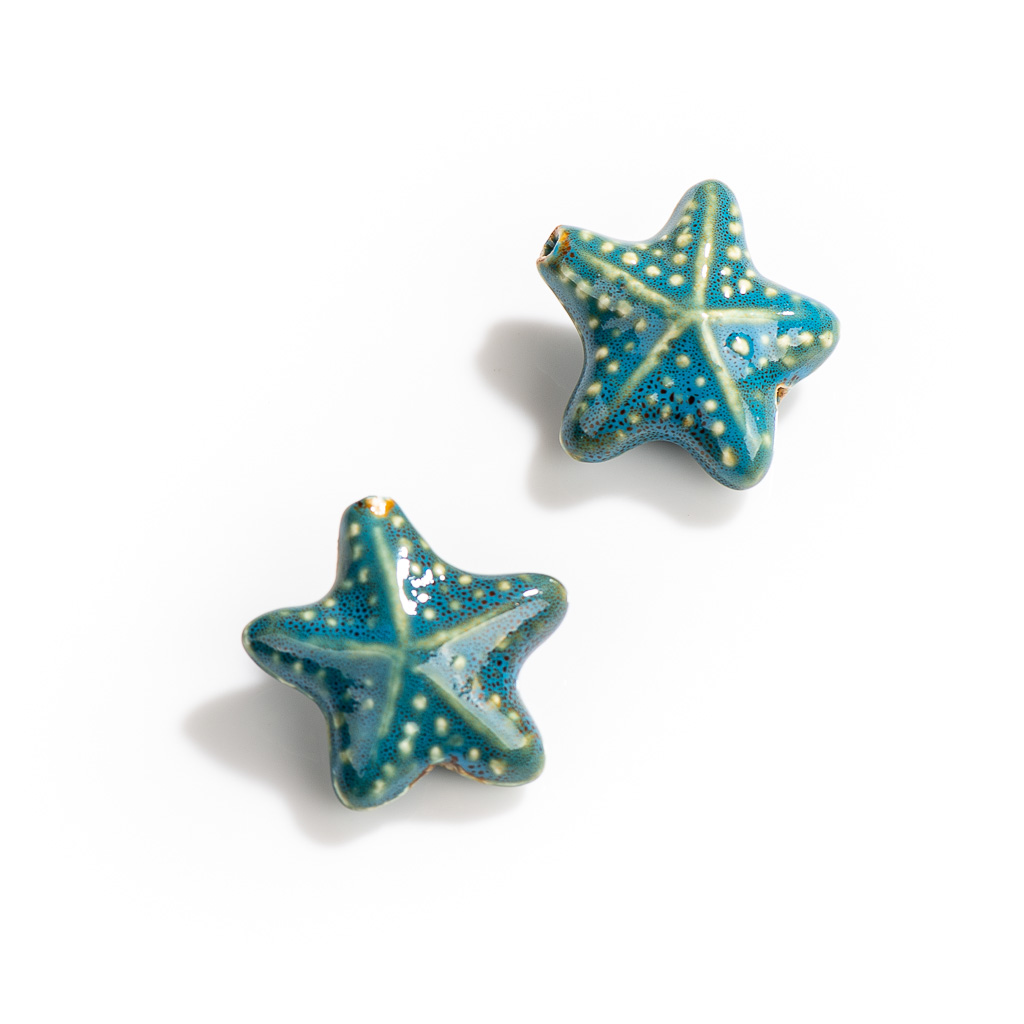 40 # Colgante de cuentas de cerámica de estrella de mar grande roja, forma especial de , fabricación de joyas de porcelana para collar y pulsera, 2 uds. # XN171: Rojo