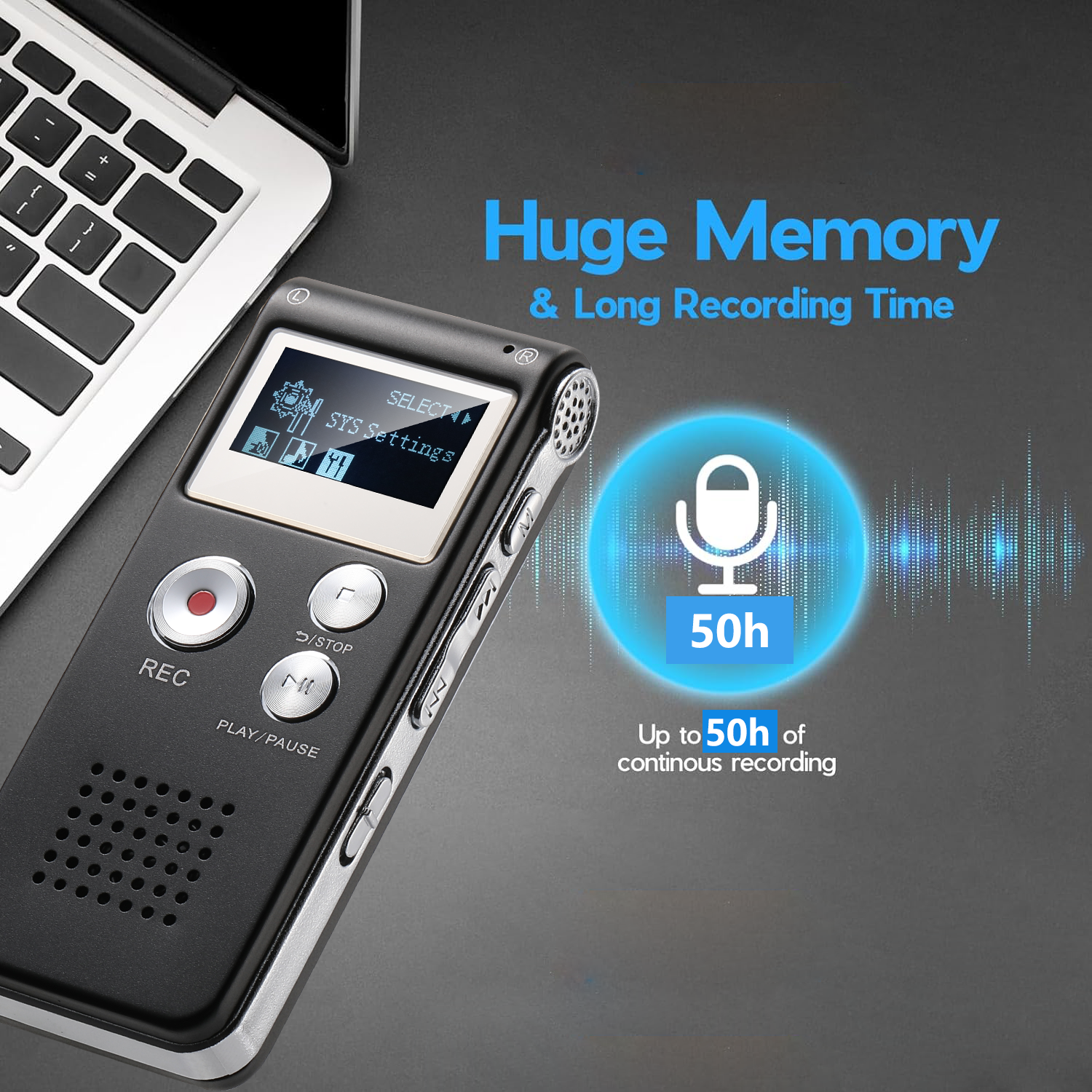 Grabadora de voz digital Grabadora activada por voz Mini grabadora de voz Grabadora de audio pequeña mejorada con MP3 y USB para conferencias