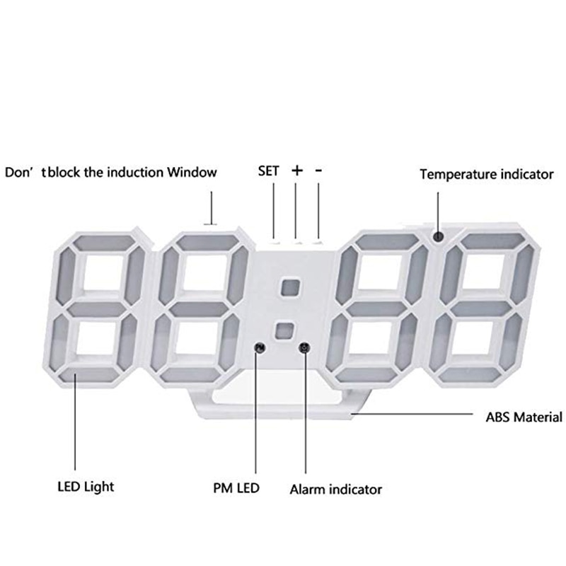 Moderne Digitale 3D Led Wandklok Wekkers Snooze Klok Met 12/24 Uur Display 2019ing