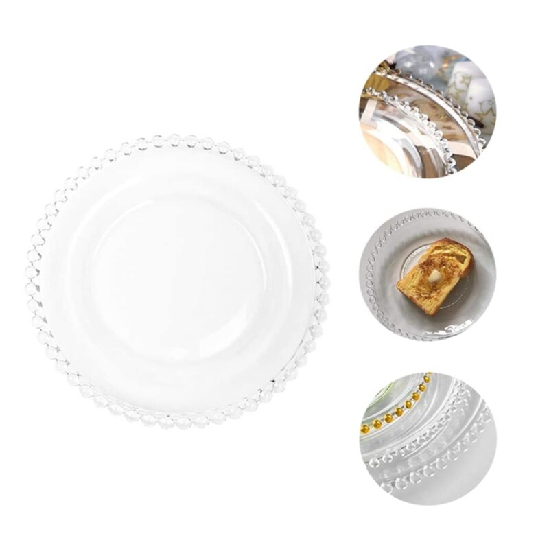 Practical Glass Dinner Plate Serving Platter Dish Glass Serving Dish Food Tray Party Platter for Fish Sushi Fruit Cheese(8 Inche