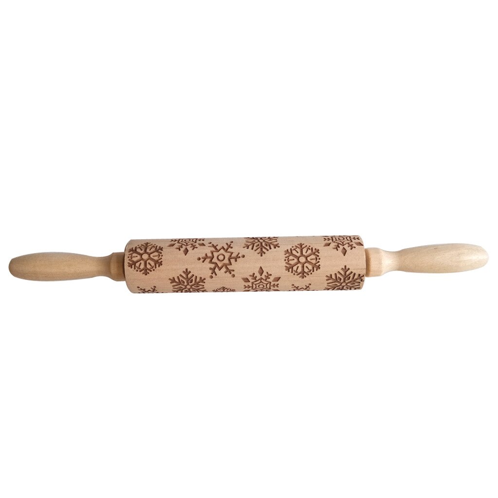 Hout Kerst Gedrukt Deegroller Houtsnijwerk Reliëf Rolling Pin Cookie Deeg Stok Ambachtelijke Keuken Gereedschappen Deegrol: 04