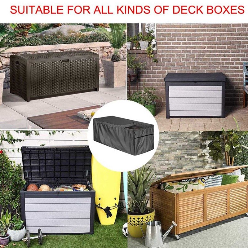 Terrace Deck Box Cover, Waterproof Outdoor Cushion Box Cover with Zipper, for Garden Deck Box Storage Bench Cover S