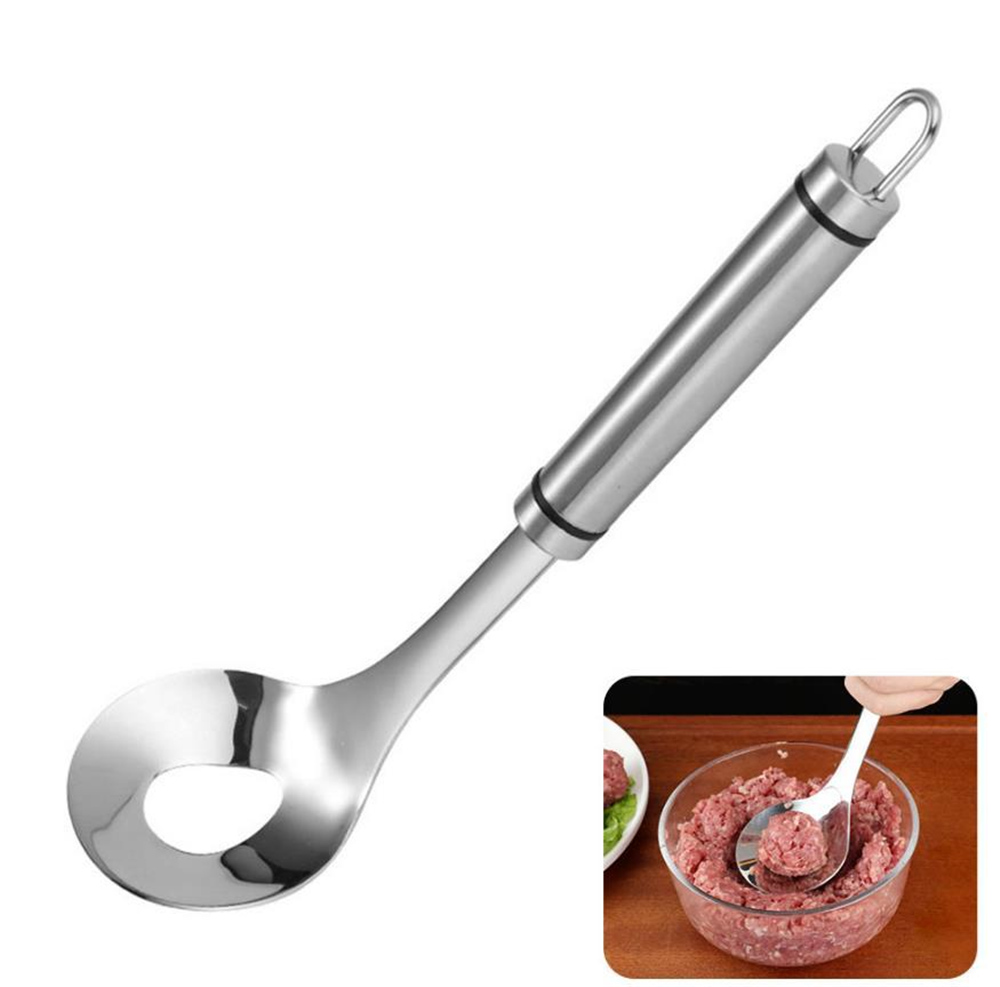 Rostfritt stål köttbullar sked non stick form för hem kök pryl redskap hängande hål.
