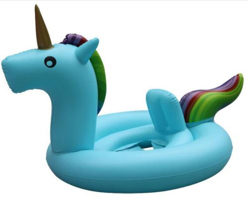 Rooxin Unicorn Flamingo Inflatable Pool Swimming Ring 0-4 Years Infant Float Swimming Circle Baby Seat Swimming Training Toys: Blue Unicorn