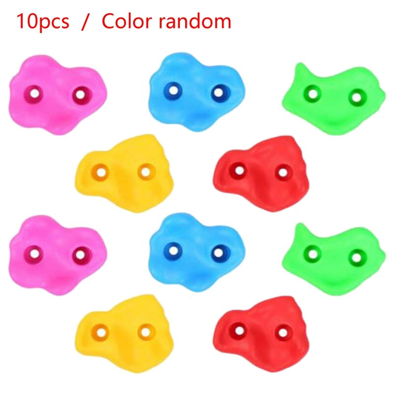 10Pcs Mixed Color Plastic Children Kids Rock Climbing Wood Wall Stones Hand Feet Holds Grip Kits for Outdoor and Indoor