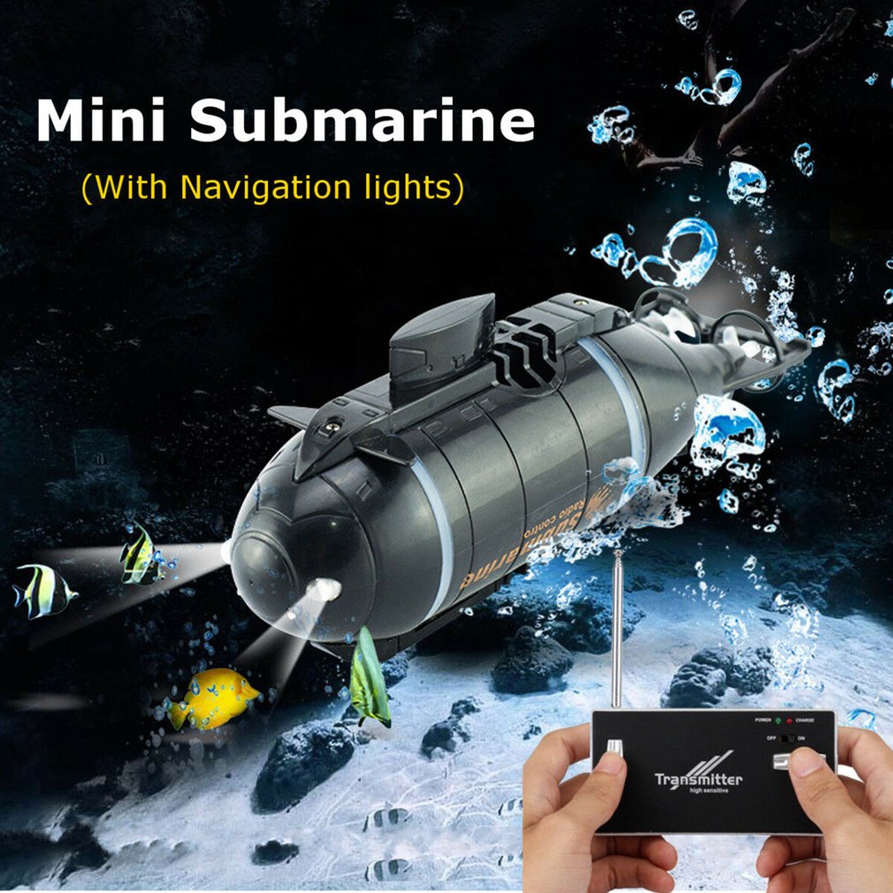 Electric Mini Radio RC Submarine Plastic Boat Torpedo Assembly With LED Light 5 Colors Waterproof Toy Kids Explore the Sea