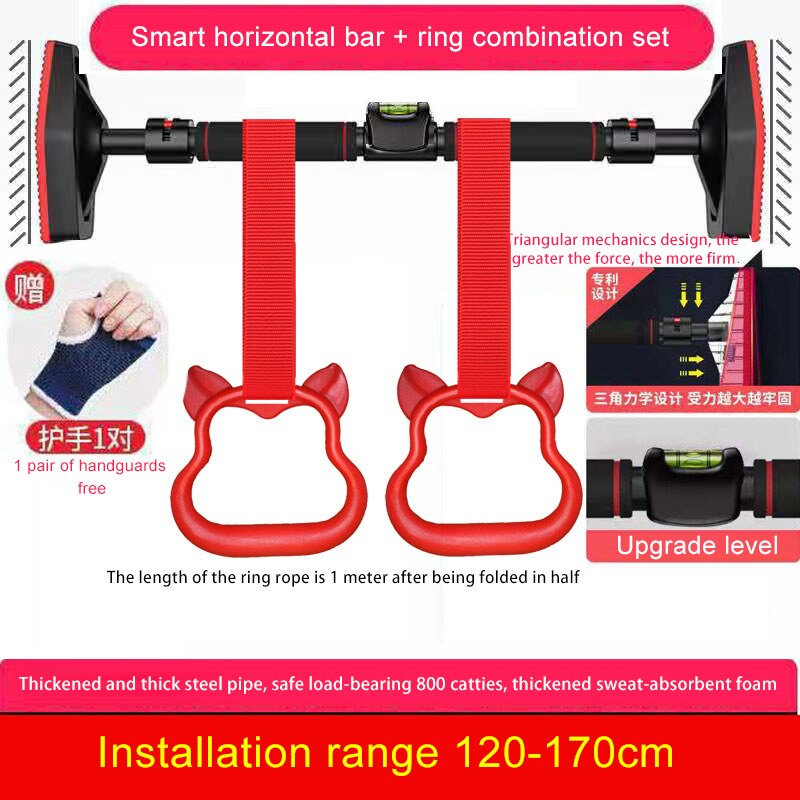 Horizontal bar home indoor pull-ups wall door horizontal bar punch-free sports hanging bar door frame fitness equipment: Orange