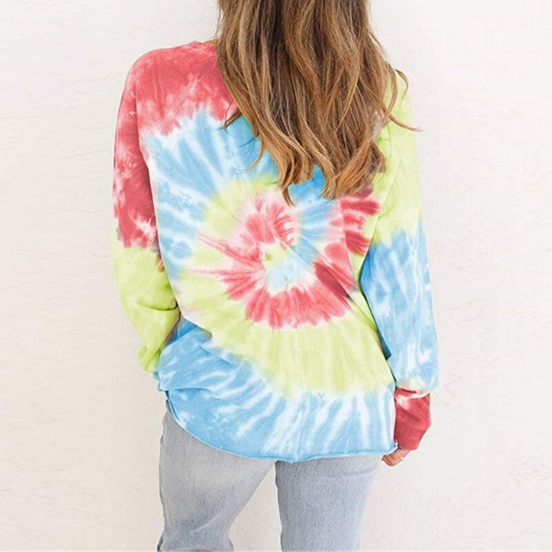Loose Casual Women Gradient Color Print Tshirt Short Sleeve Autumn Tie-dye Print Short T-Shirts